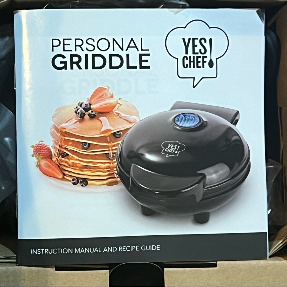 New in Box Yes Chef Black Mini Griddle Maker